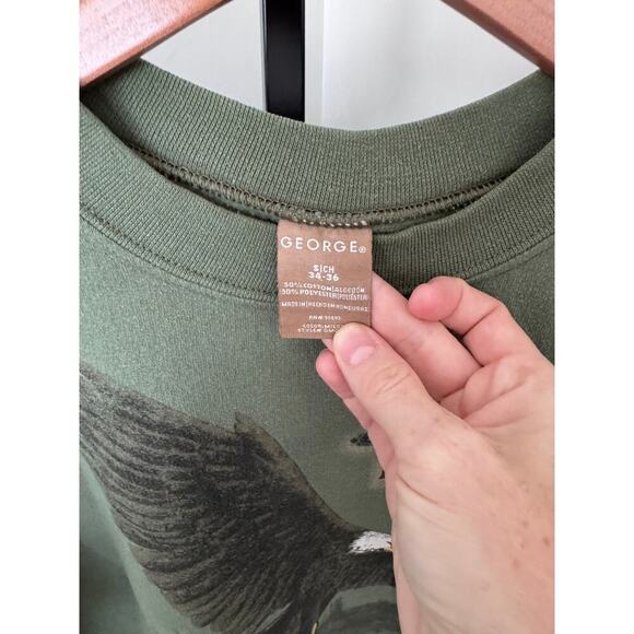 Vintage American Bald Eagle Green Crewneck Sweatshirt - Picture 3 of 3